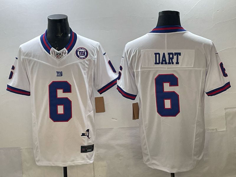 Men 2025 Nike New York Giants #6 Dart white Throwback 5th generation Limited NFL Jersey 003